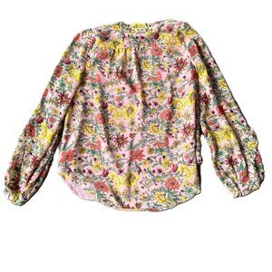Women's Loft Petite Shell Blouse Pink Floral Design